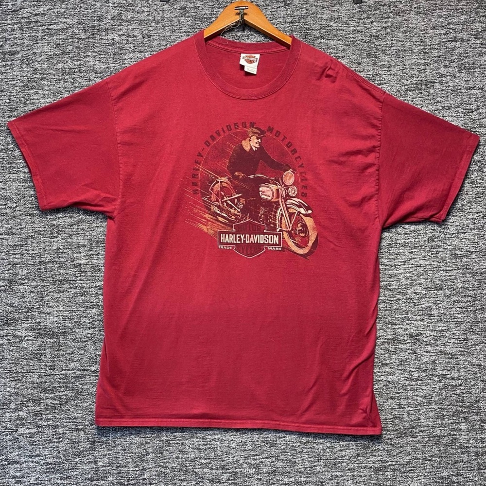 Harley Davidson Shirt Mens 2XL Red Cherokee NC Native American Graphic T-Shirt